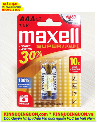 Maxell LR03(GD)2B, Pin AA 1.5v Maxell LR03(GD)2B Super Alkaline chính hãng _MẪU MỚI /Vỉ 2viên